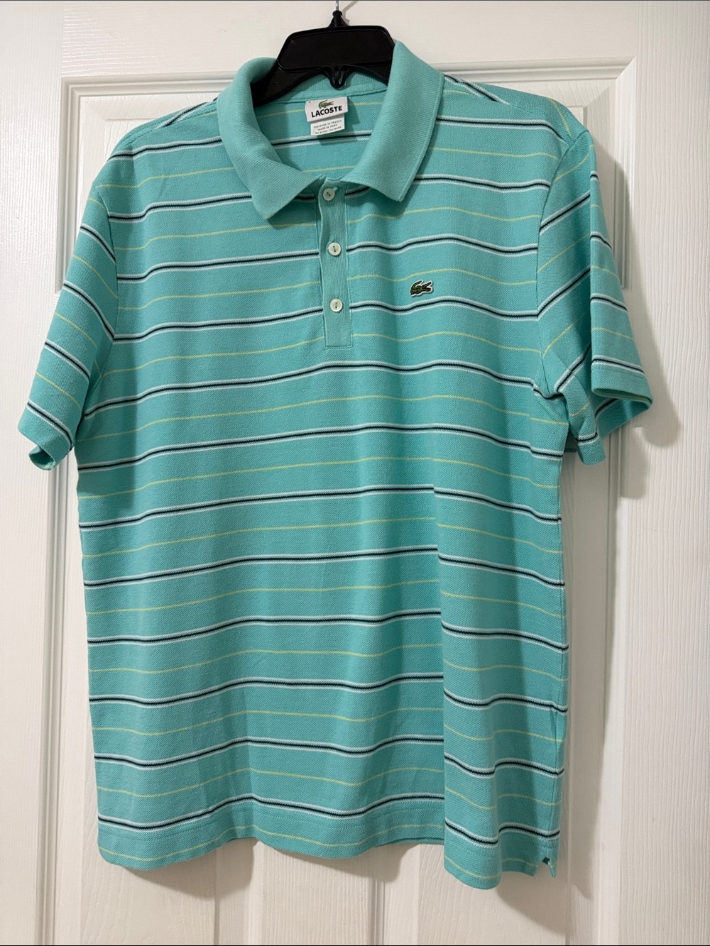 Lacoste Men's Mint Green Striped Polo